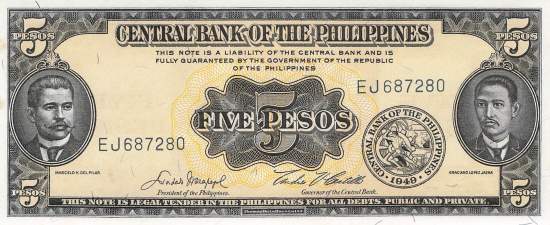 Philippinen 5 Pesos 1949 p135e